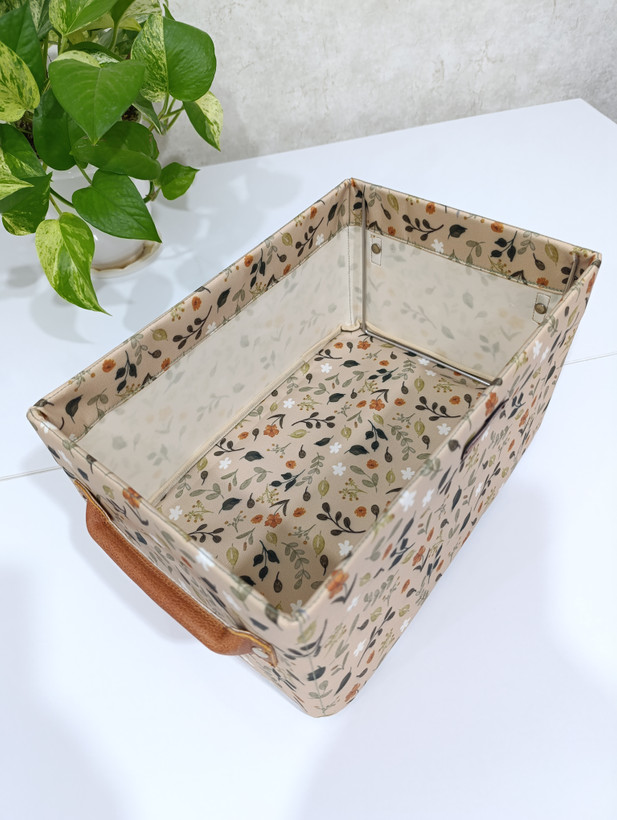 باکس برزنتی اسکلت دار طرح گلدار/دسته چرمی/سایز 20در30ارتفاع 15